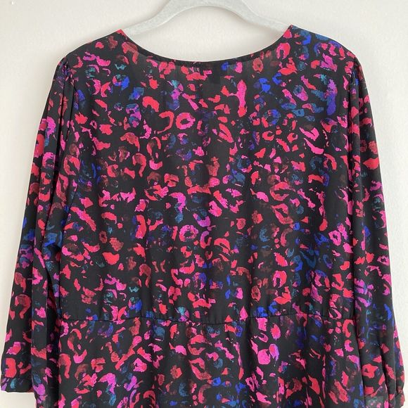 Torrid Womens Plus Leopard Print Georgette Tie-Front Peplum Blouse Plus Size 1 - Picture 9 of 11